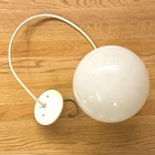 VTG Mid Century MCM 10 in Milk Glass Round Ball Globe Hang Pendant Light Fixture