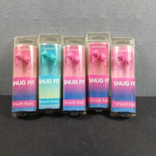 LOT of 5 MAGNAVOX Snug Fit Wired Earbuds w/ Mic Smooth Bass NEW Bulk