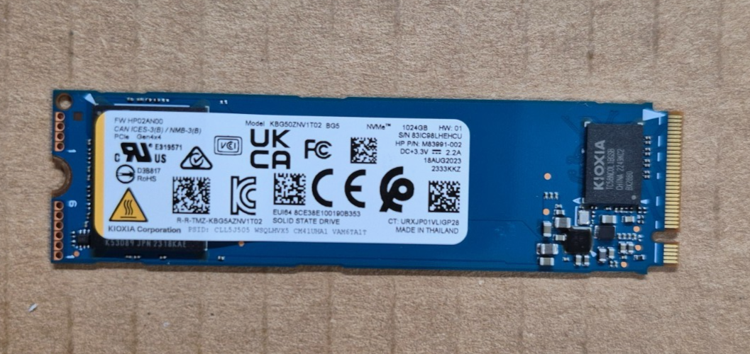 KIOXIA 1TB SSD Gen4 x4 M.2 Solid State Drive KBG50ZNV1T02 M83991