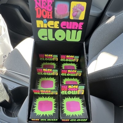 Nee Doh Nice Cube Glow Super Solid Squish Squeeze Toy, Multicolor lot 6x