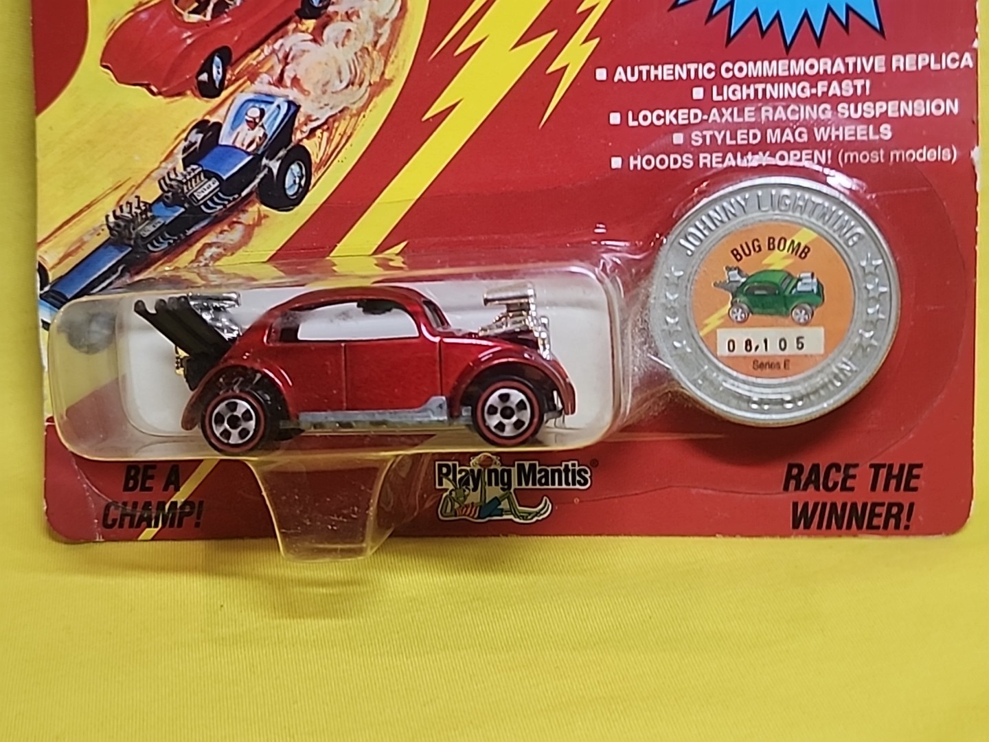 1993 Johnny Lightning BUG BOMB Red Car Redline Wheels Coin 08,105 Series E 🔥X3