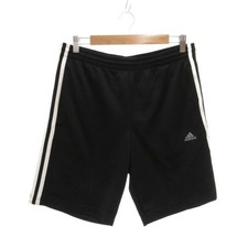 adidas Shorts Jersey M Black Elastic Waist Short Length Three Lines /NU ECF005