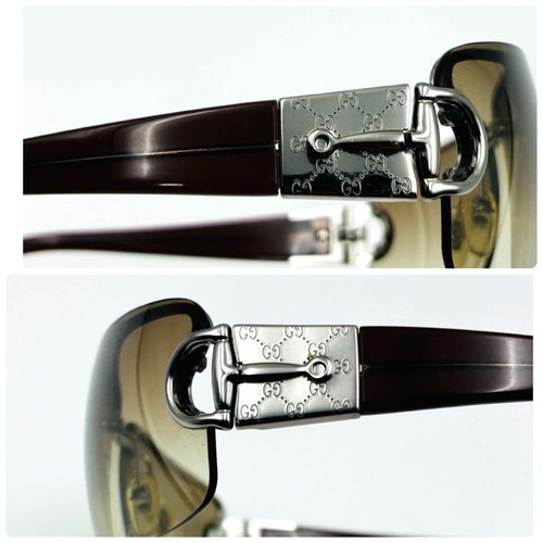 Gucci Sunglasses Half Rim Horsebit Microshira Clear Brown - Picture 4 of 15