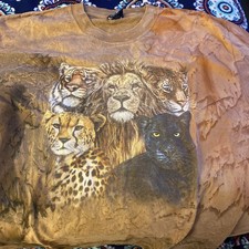 Vintage Cat Shirt Tie Dye Lion Tiger Jaguar Cheetah Nature Forrest Cats Large
