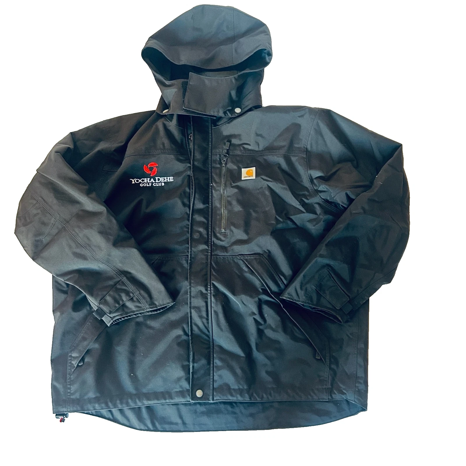 CARHARTT J162 WATERPROOF BREATHE HOODED JACKET BLACK SZ XL ARGE REG. USED