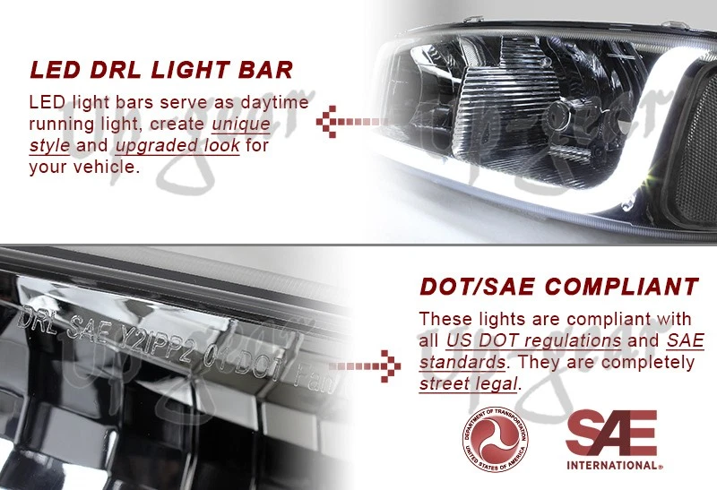 Faros LED cromados + parachoques 4 piezas para GMC Sierra 1500 2500 DRL 99-06 Foto 2 de 4