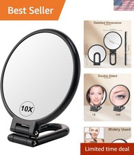 1X/10X Magnifying Handheld Mirror Double Sided, Foldable Travel Makeup Mirror, A