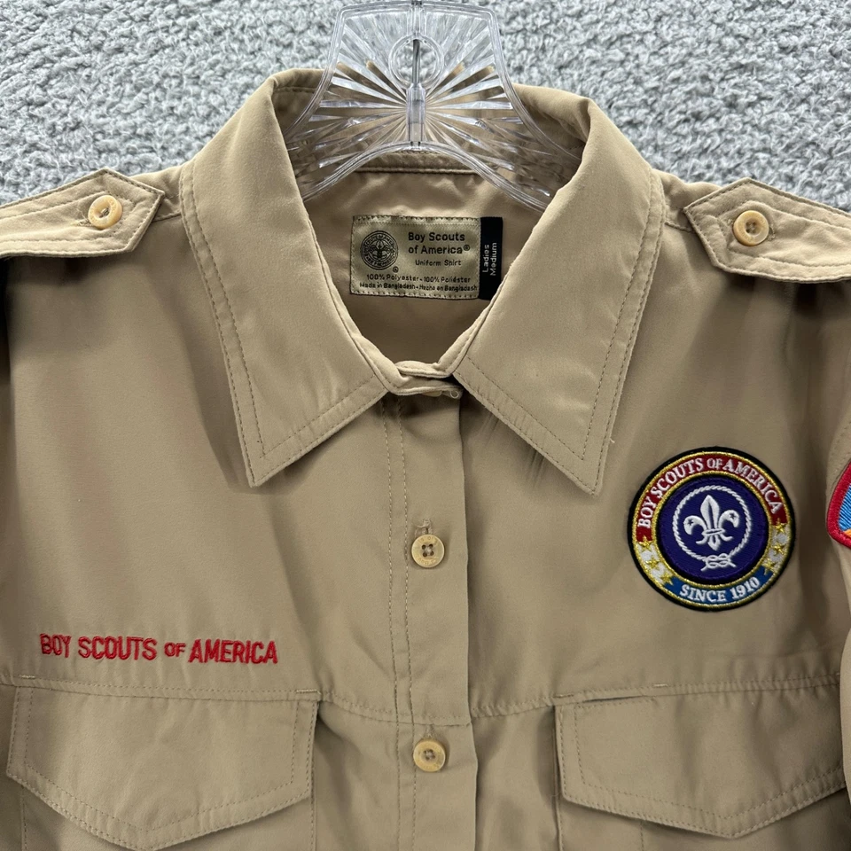 Boy Scouts Of America Shirt Ladies Large L Brown Uniform Vented Microfiber Shirt - Image 2 of 4