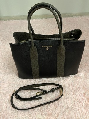 Michael Kors Austin Large Pebbled Leather Satchel Black Schwarz