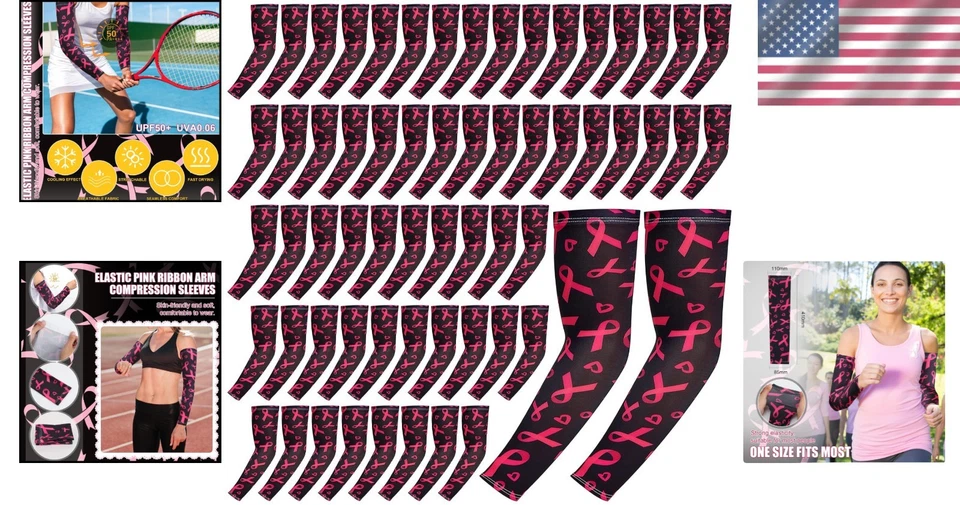 Pink Ribbon Arm Sleeves for Women - Charity Events & Sports - Image 2 of 4