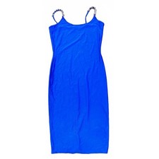 Absolutely Love It!! Blue Sleeveless Midi Dress Chain Strap Party Clubwear