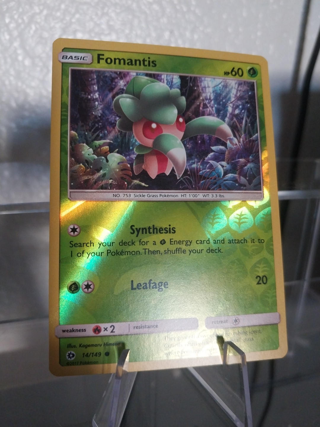 Pokemon - Sun & Moon Base - Fomantis 14/149 Reverse Holo LP/NM Card