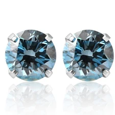 VS 3/4Ct Blue Diamond Studs in 14k White Gold Lab Grown