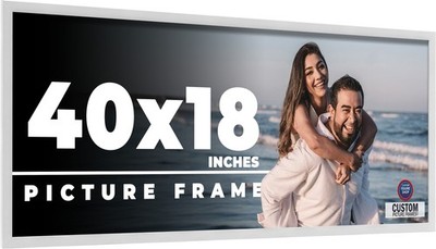 40x18 Frame White Real Wood Picture Frame Width 0.75 inches | Interior Frame Dep