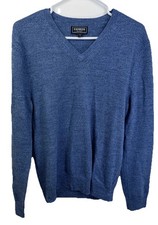 Express Men  s Small Blue Extra Fine Merino Wool V-Neck Sweater  