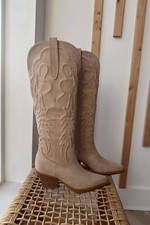 Botas vaqueras Billini Makoa beige para mujer