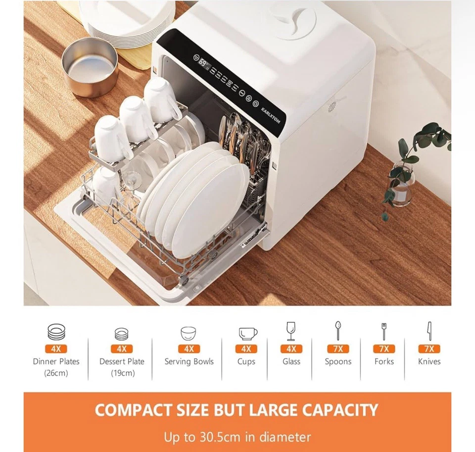 Karlxtom Mini Tischgeschirrspüler mit Touch Control 6 Programme