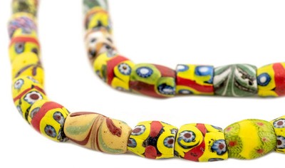 Oval Antique Venetian African Millefiori Trade Beads #15883 10mm Ivory Coast