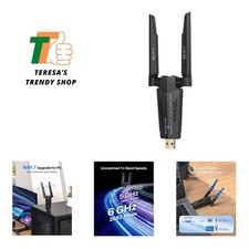 BE6500 USB WiFi 7 Adapter: High-Speed Tri-Band Connectivity Windows Compatible 