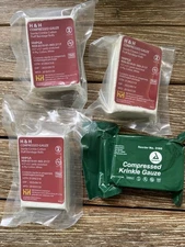 4-Pack HH/Dynarex Compressed Gauze Medical Cotton Exp 09/2025