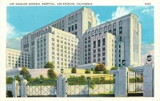 Vintage Los Angeles General Hospital Postcard by Tichnor Art Co.