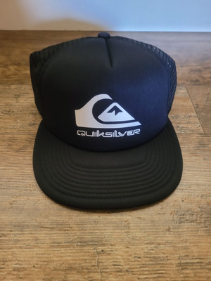 Quicksilver Mens Logo Print Mesh Black Snapback Hat One Size FREE SHIPPING!!