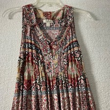 Style & Co Boho Patchwork MaxiDress Medium Floor Length Strong Colors V Neck
