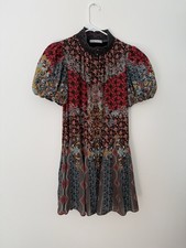 Alice + Olivia Janis Mixed Print Puff Sleeve Dress | Size 8