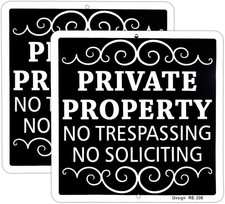 2-Pack Private Property No Trespassing Soliciting 9x9 inches, RE-208