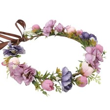 Purple Flower Crown Headband, Vintage Rose Flower Headbands Purple