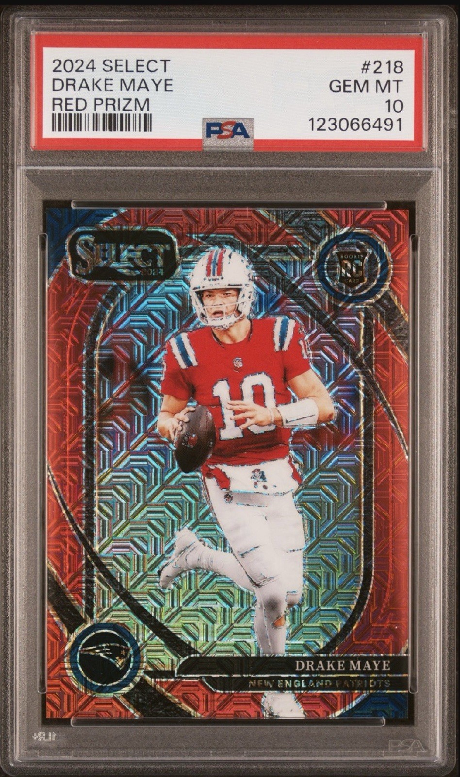 DRAKE MAYE 2024 SELECT ROOKIE RED PRIZM /49 CLUB LEVEL #218 RC PSA 10