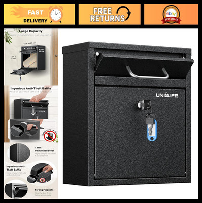 Heavy Duty Locking Wall Mount Mailbox, Anti-Theft Security Post Box, Key Drop Bo
