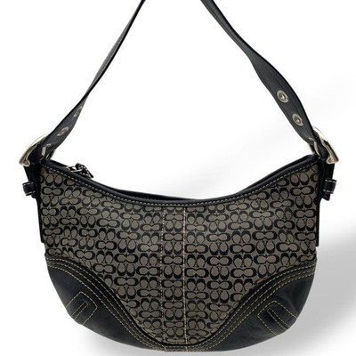 Coach Shoulder Bag Canvas Leather Black Signature Hobo 2154 | eBay
