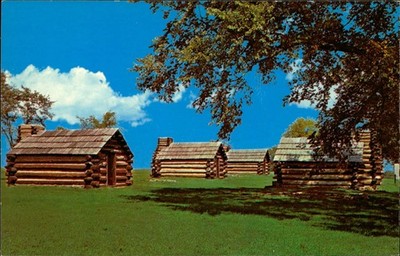 Postcard Valley Forge, Pennsylvania log huts postcard