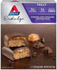 Atkins Endulge Chocolate Caramel Mousse Bar, Dessert Favorite, 1g Sugar,