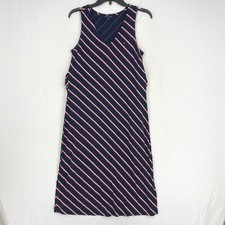Tommy Hilfiger Womens Small Knit Dress Navy Blue Red White Stripes Sleeveless