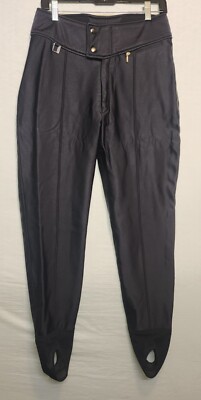 Spyder Black Ski Pants Snowboard Lined Vintage 80's Stirrup Stretch Size 12  12R