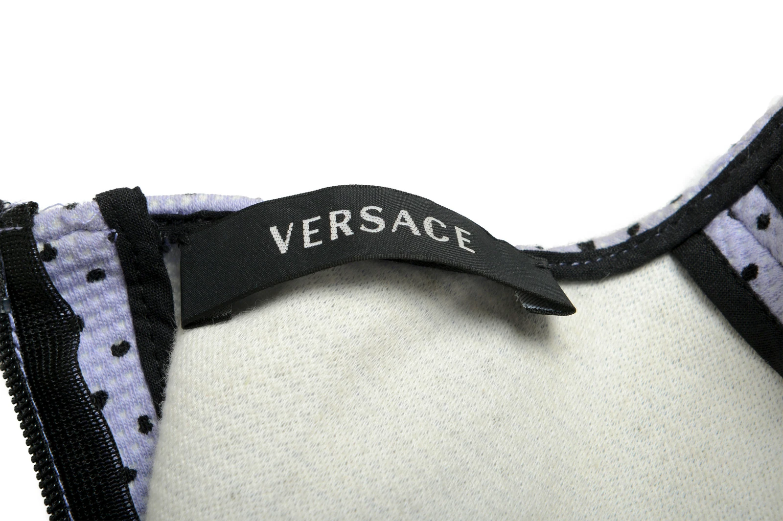 Abito bodycon donna Versace viola a pois linea A US XS IT 38