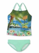 2 piece tankini swim suit for little girls Hawaiian scenery size XS 4-5