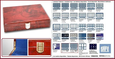 Wurzelholz-Münzkassette-Premium-SAFE-5783-0-leer-&-30-Modelle-Tableaus-Blau