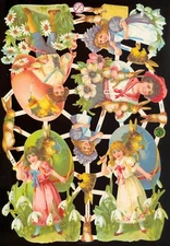 VICTORIAN STYLE DIE CUT PAPER SCRAPS EASTER THEME ef7298 GERMANY