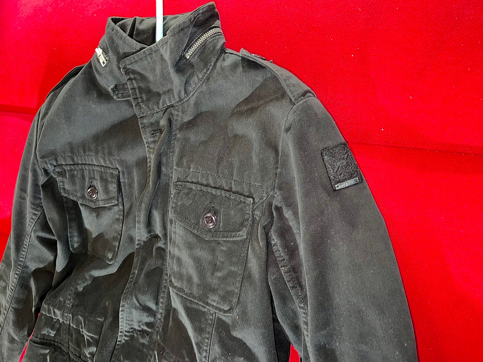 Diesel Mens Military Jacket Black Gem