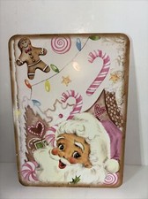 Christmas Pink Wall Decor Holiday Vintage Style Die Cut Cardboard 5. 5 X 7. 5
