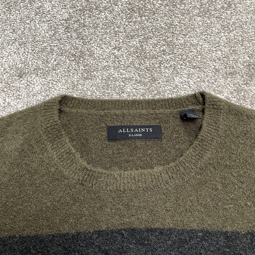 All Saints Lobke Wool Yak Blend Pullover Sweater Mens XL Green Gray Crew Neck - Picture 3 of 12