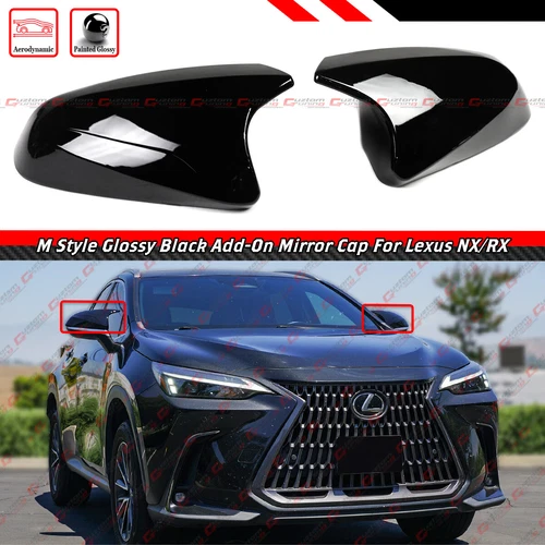 FOR 15-25 LEXUS NX300 RX350 RZ300e M STYLE GLOSS BLACK SIDE MIRROR COVER OVERLAY
