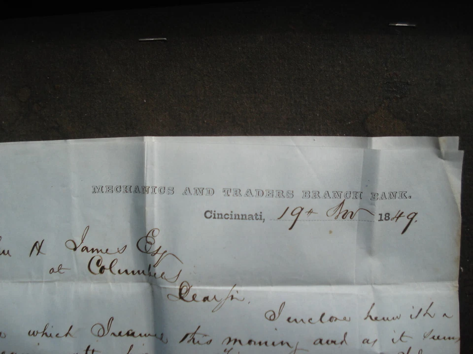 US COLUBUS OHIO STAMPLESS POSTAL SHEET 1849 - Image 3 of 4