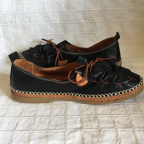 Spring Step Berna Elastic Tie Black Leather Loafers Comfort Shoe Women US8 EU39 - Picture 12 of 17