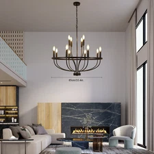 12-Light Black Chandelier Diam 33.46 in for Industrial Pendant Light Fixture