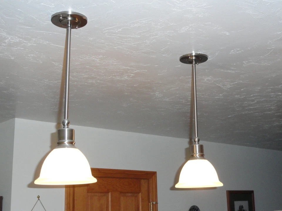 Progress Lighting P5078-09 1-Light Stem Pendant, White Frosted Glass Qt 2 light - Image 2 of 4