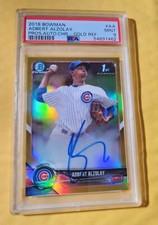ADBERT ALZOLAY - 2018 BOWMAN CHROME PROSPECT - AUTO - GOLD REFRACTOR - PSA 9